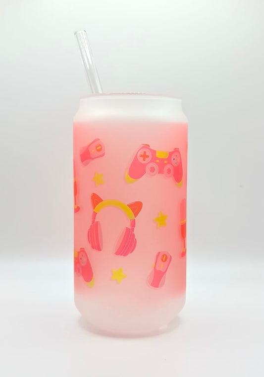 Pink Gamer Girl Glass Cup