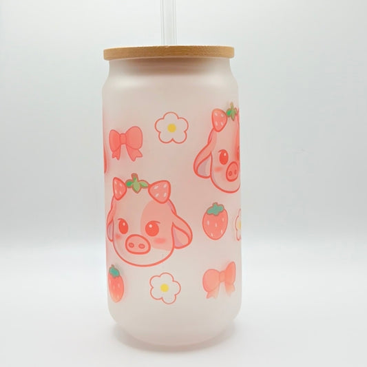 Strawberry Cow Glass Cup