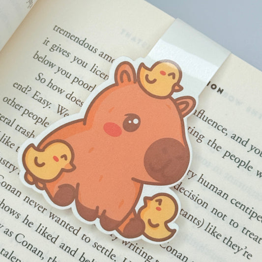 Kawaii Capybara and Ducks Magnetic Bookmark