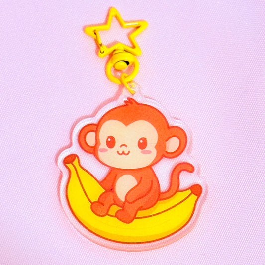Kawaii Monkey & Banana Keychain