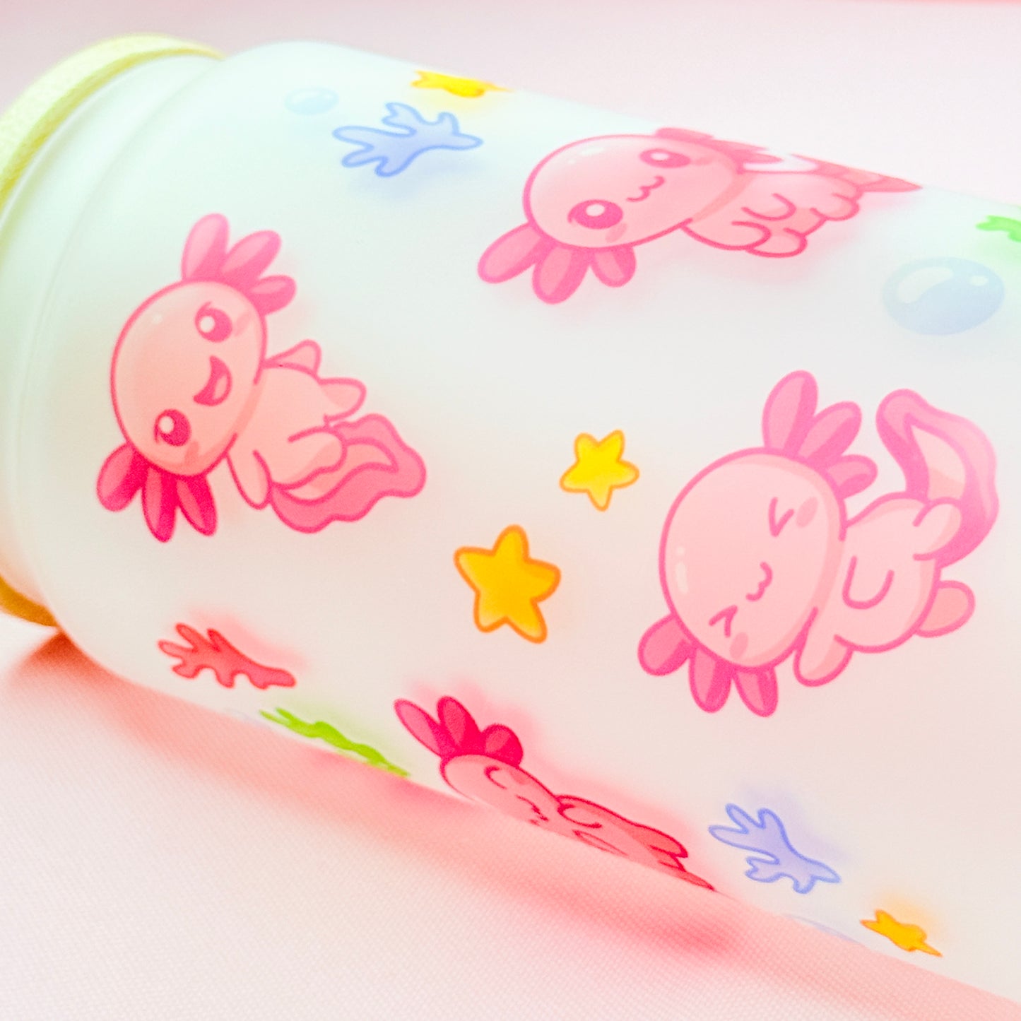 Kawaii Axolotl Glass Cup