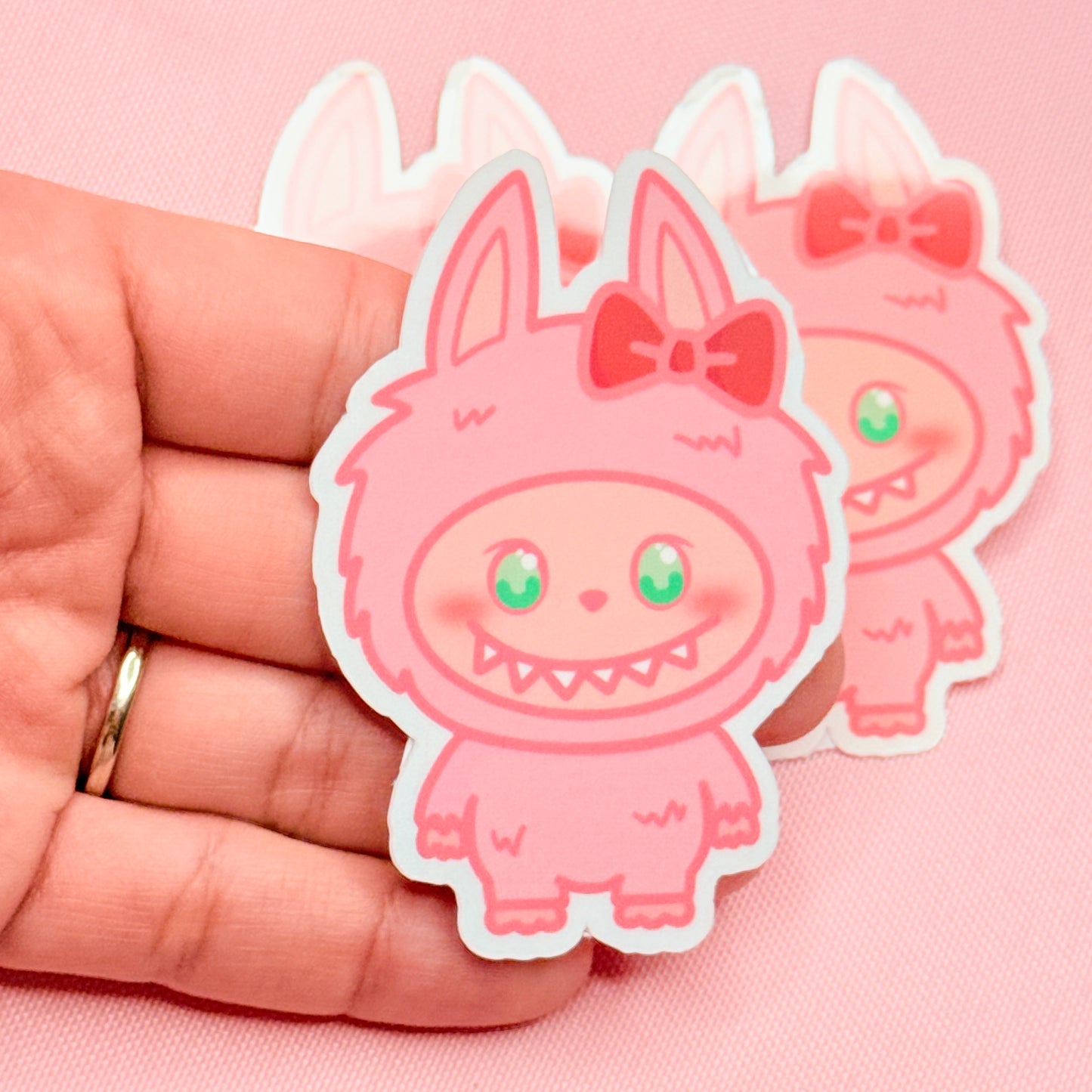 Kawaii Pink Labubu Vinyl Sticker