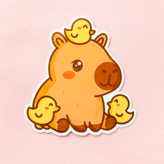 Kawaii Capybara & Ducks Vinyl Sticker