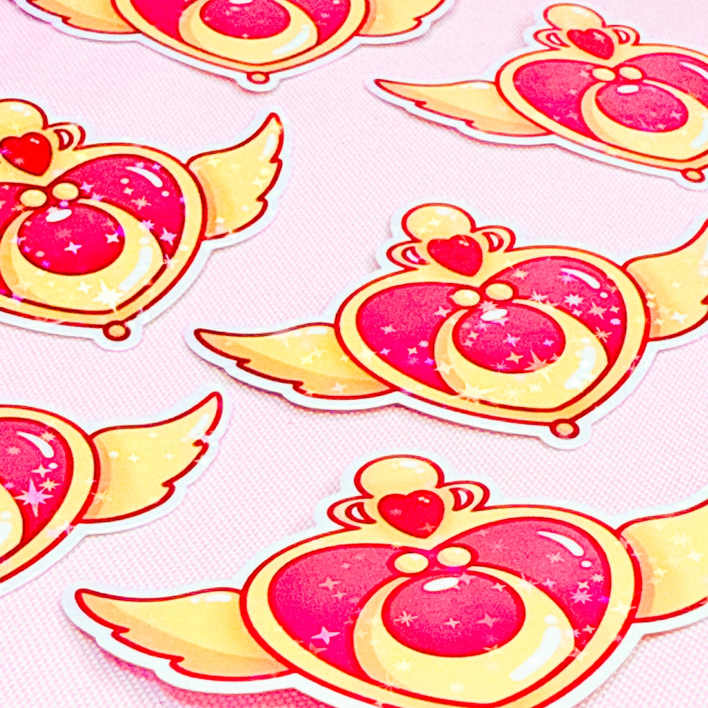 Moon Compact Sparkle Vinyl Sticker