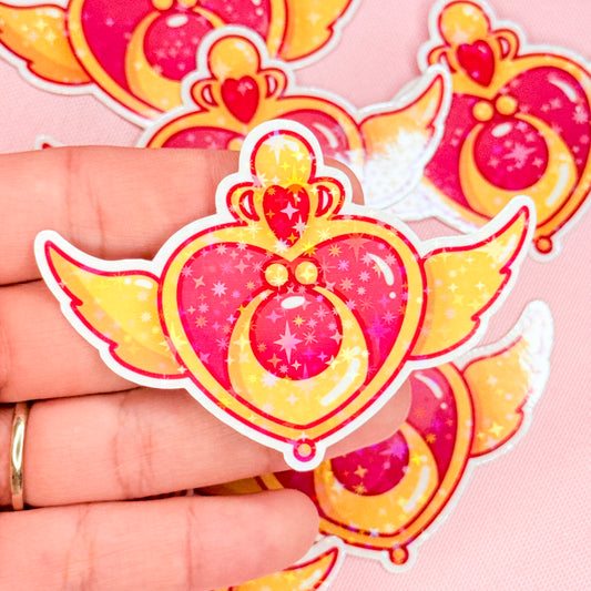 Moon Compact Sparkle Vinyl Sticker