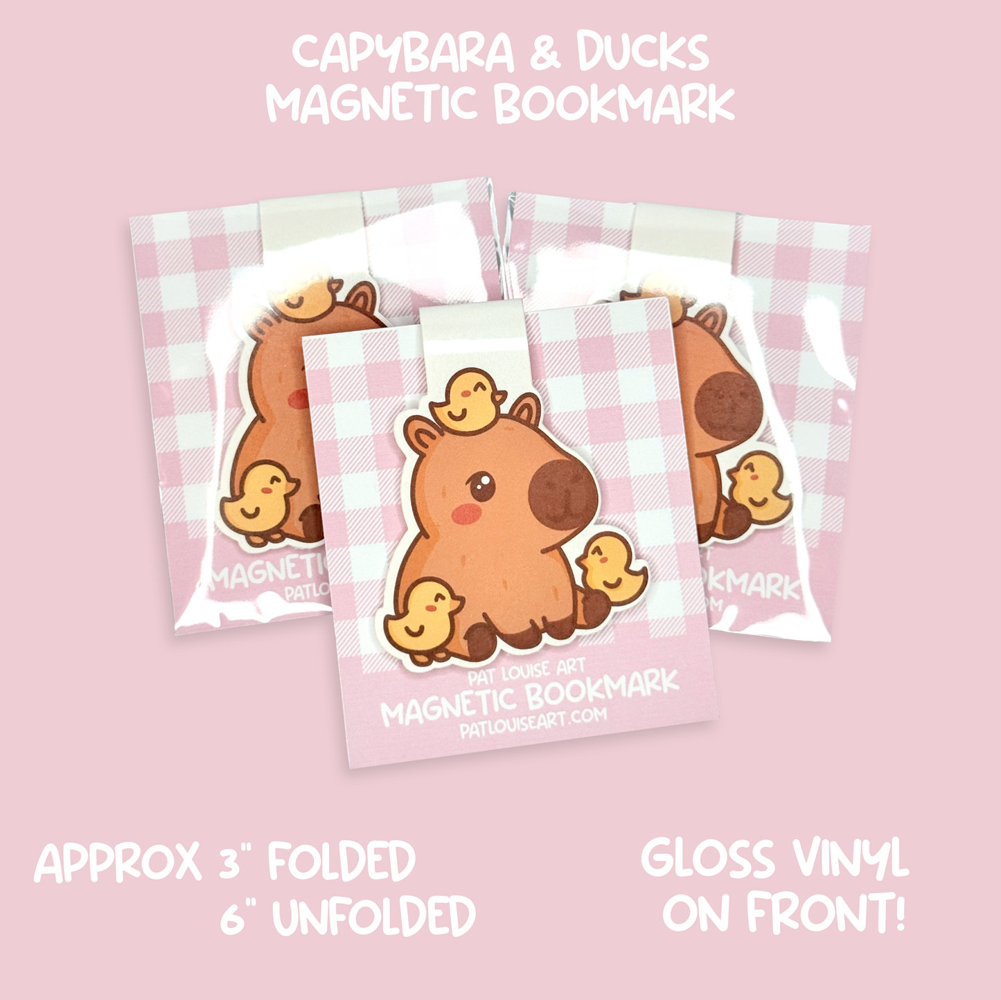 Kawaii Capybara and Ducks Magnetic Bookmark