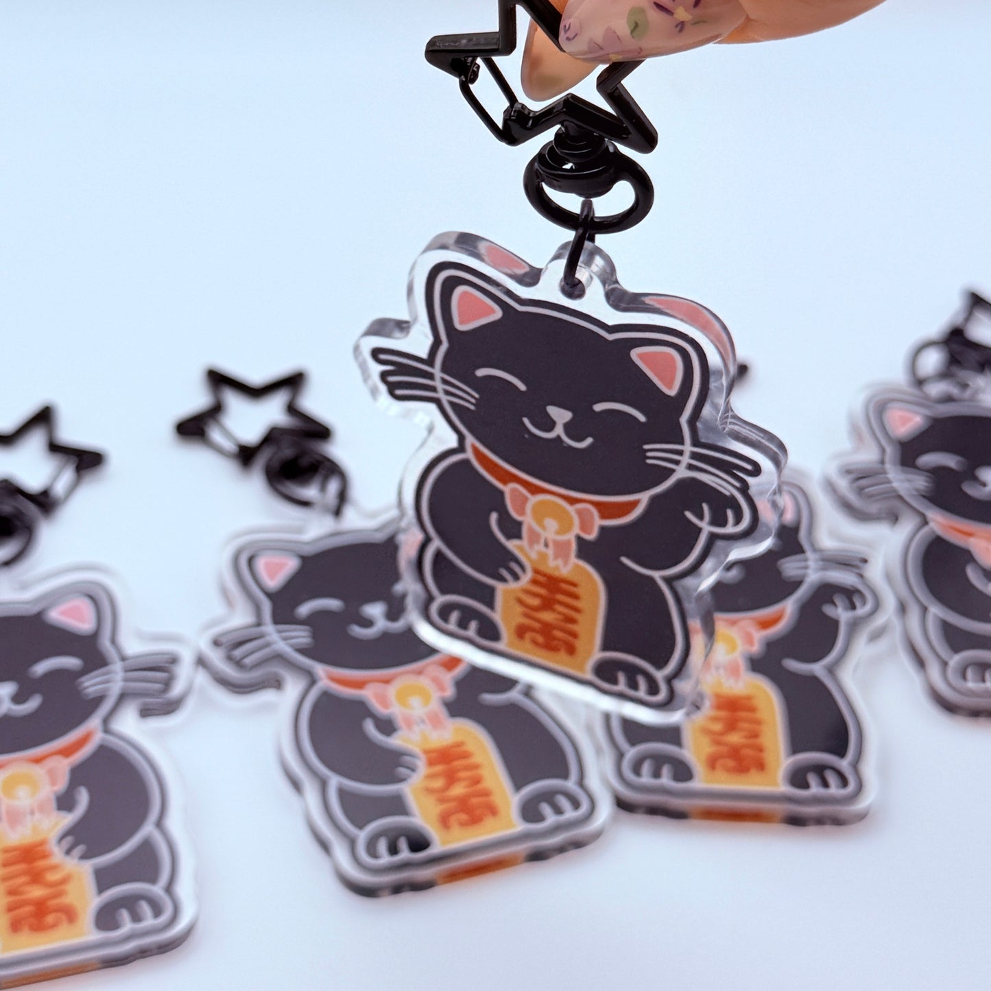 Kawaii Lucky Cat Keychain (White or Black)