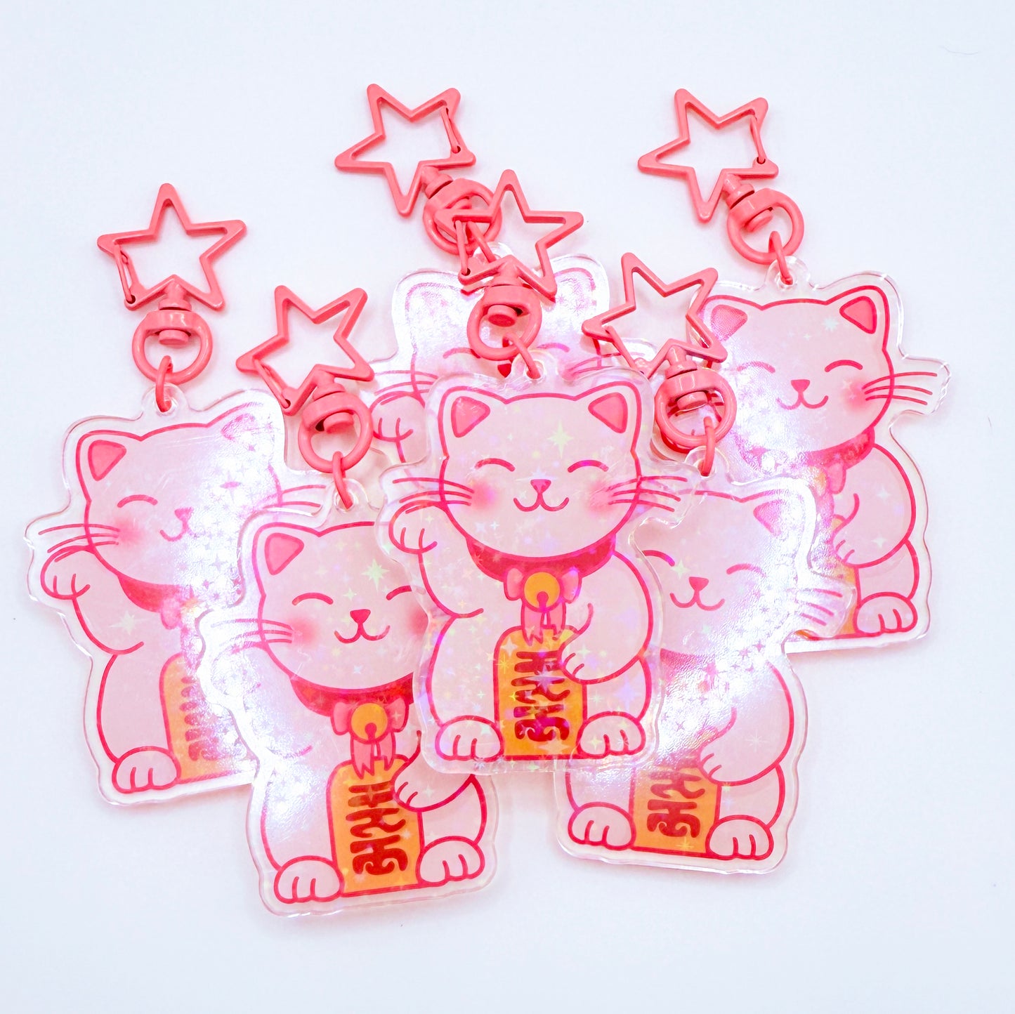 Kawaii Lucky Cat Keychain (White or Black)
