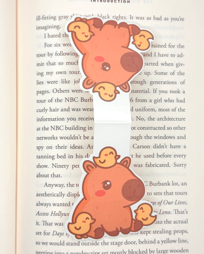 Kawaii Capybara and Ducks Magnetic Bookmark