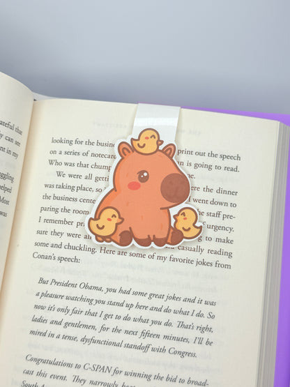 Kawaii Capybara and Ducks Magnetic Bookmark