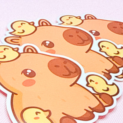 Kawaii Capybara & Ducks Vinyl Sticker