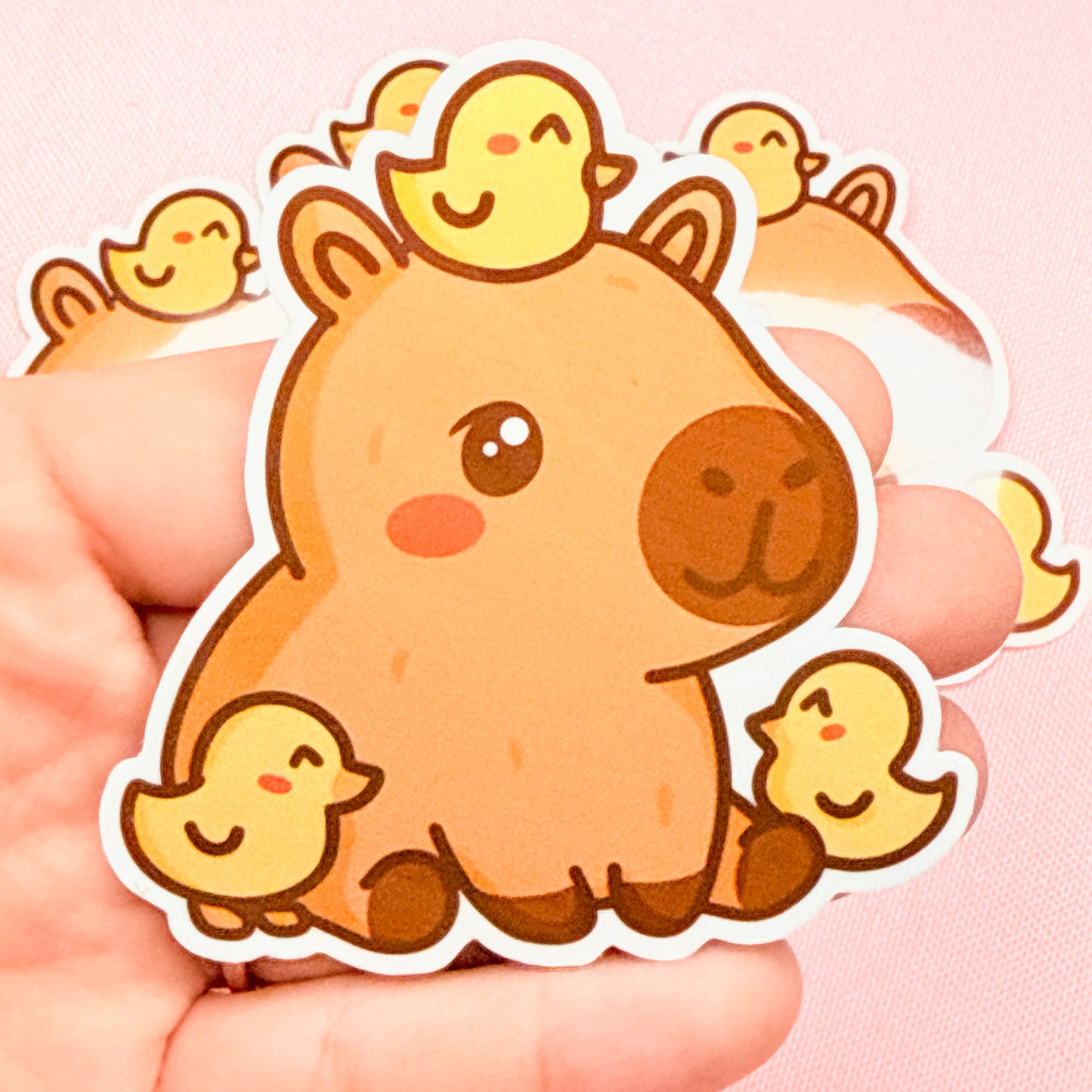 Kawaii Capybara & Ducks Vinyl Sticker