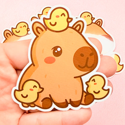 Kawaii Capybara & Ducks Vinyl Sticker