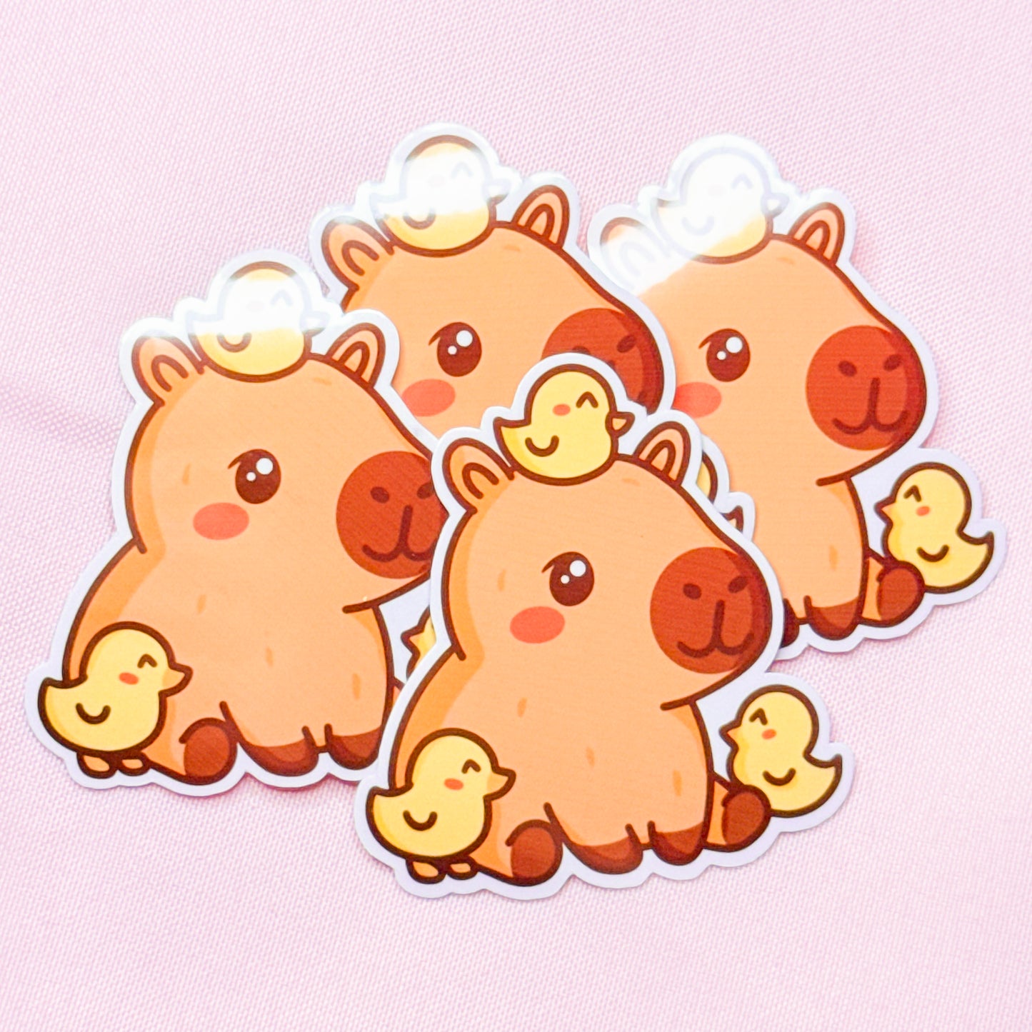 Kawaii Capybara & Ducks Vinyl Sticker