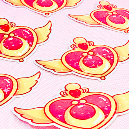 Moon Compact Sparkle Vinyl Sticker